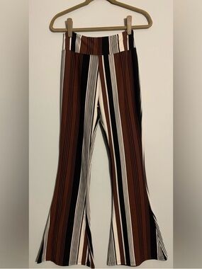 Satina Striped Flare Palazzo Pants High Waist Yoga Size M